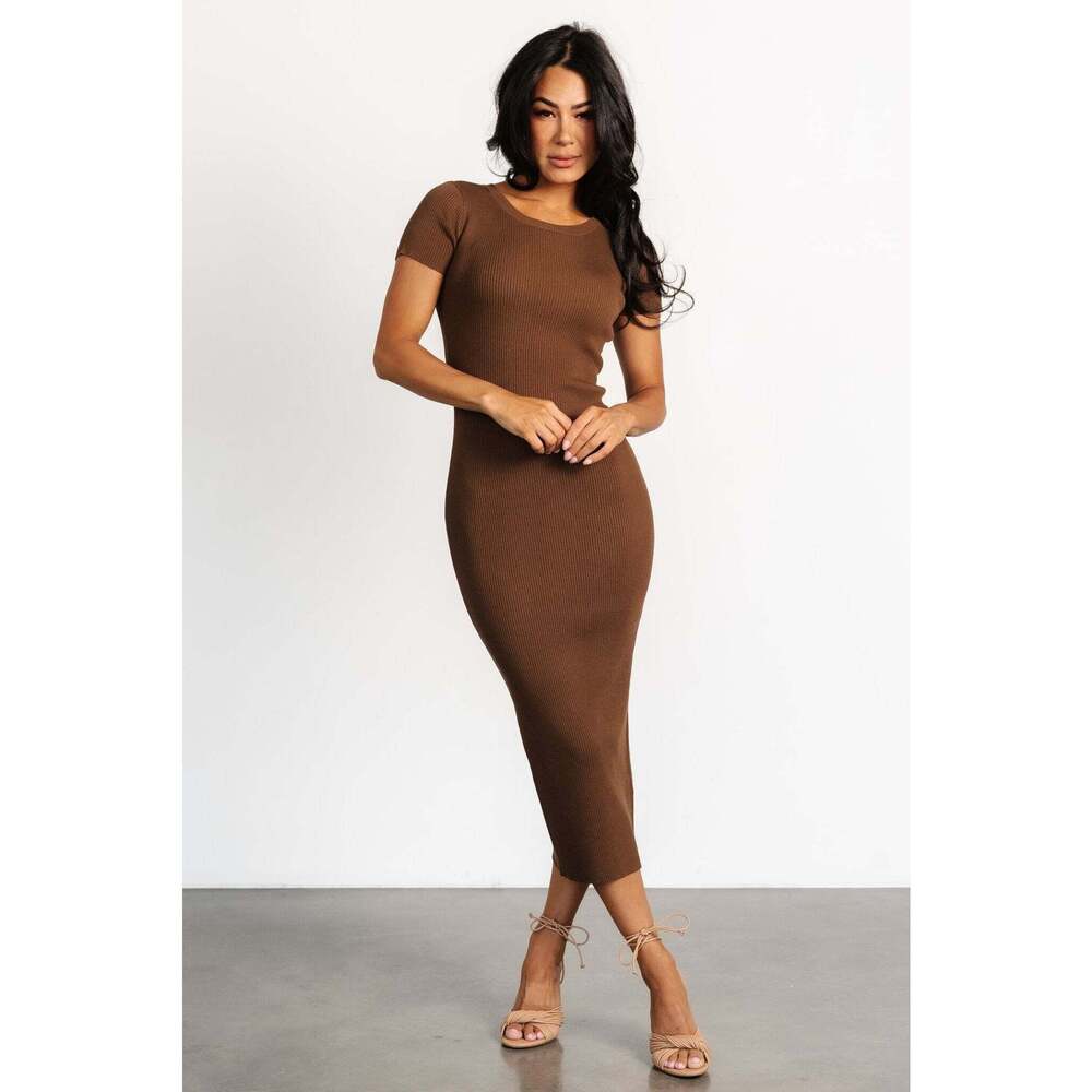 Baltic Born Dana Ribbed Midi Dress | Brown Size XLXL